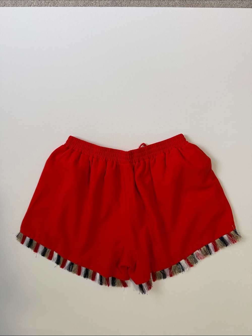 Chloe Oliver Women's Red Orange Athletic Shorts with Fringe Trim Size Medium - Picture 2 of 15